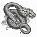 design a winding viper with bold lines outlining its form, then meticulously detail each scale, making them appear espec tattoo design idea