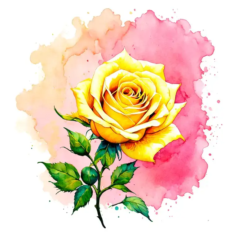 yellow rose with mom on the stem tattoo design idea