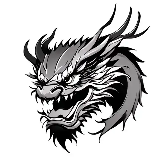 Japanese Dragon And Oni Mask tattoo design idea
