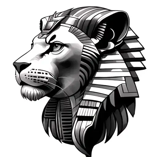 egyptian sphinx lion face tattoo design idea