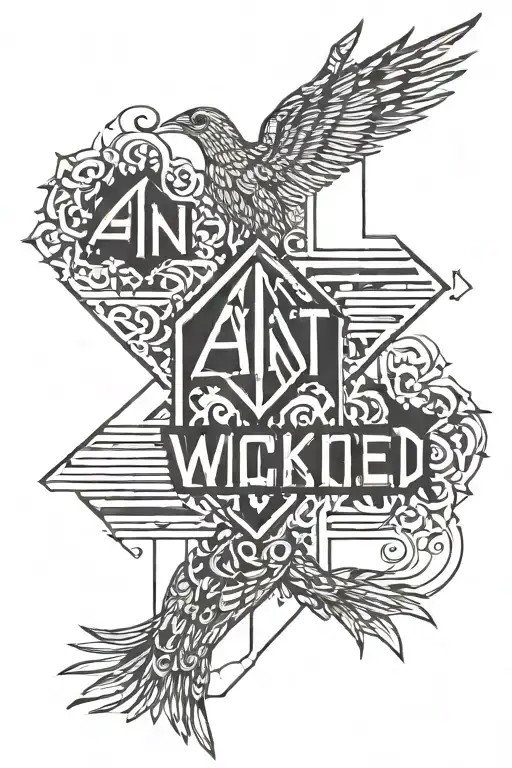 phrase "ain't no rest for the wicked", hieroglyphs, small size tattoo tattoo design idea