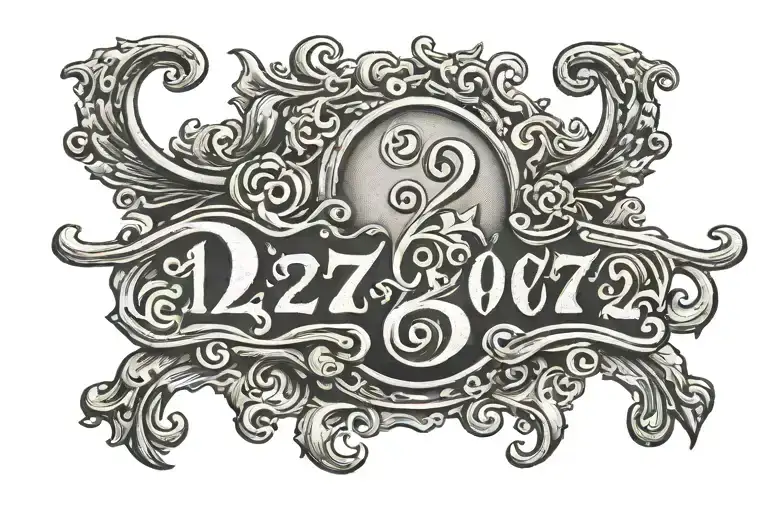 old English text "12.07.2024" tattoo design idea