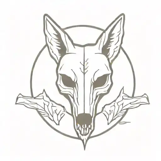 Coyote Skull with Sickle tattoo design idea