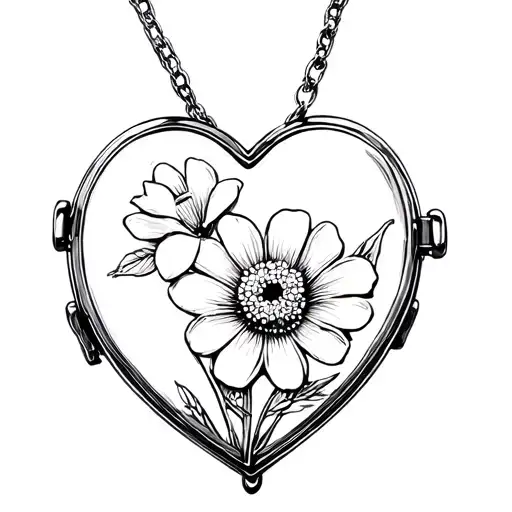 heart shaped locket with flower in it tattoo design idea