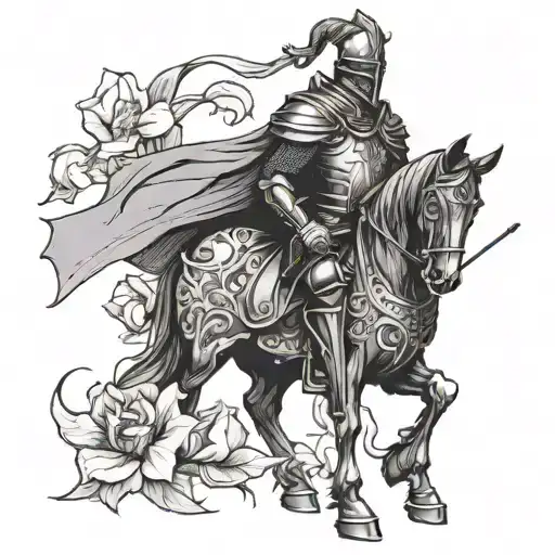 black knight with sweet pea tattoo design idea