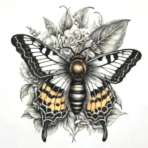 bee-like butterfly in a tattoo design idea