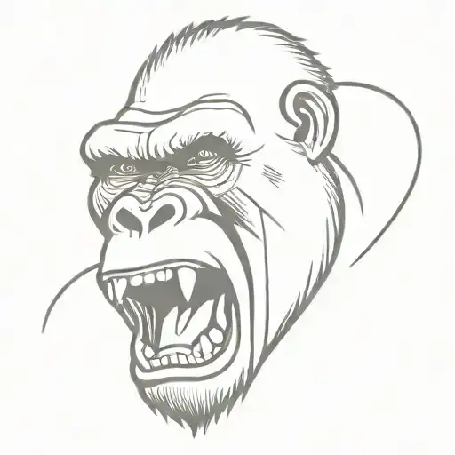 an angry gorilla screaming tattoo design idea