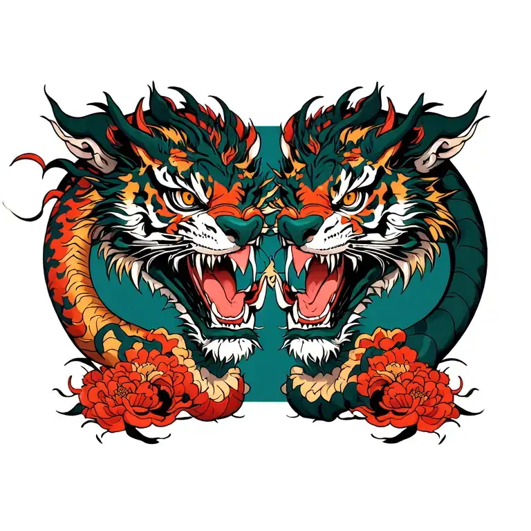 Dragon vs Tiger tattoo design idea