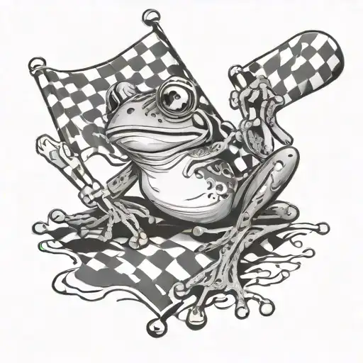 frog waving checkered flag waving tattoo design idea