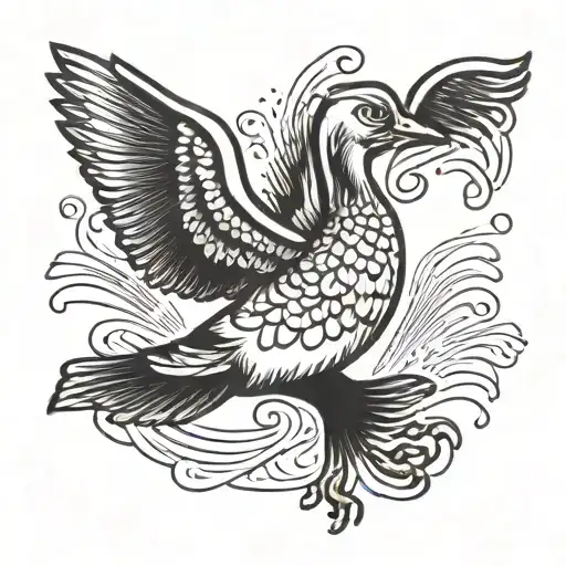 silly goose dancing tattoo design idea