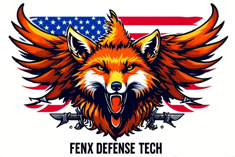 "Fenix Defense Tech" "Fenix Defense Tech" Phoenix with the head of a Fox. American flag in the background. tattoo design idea