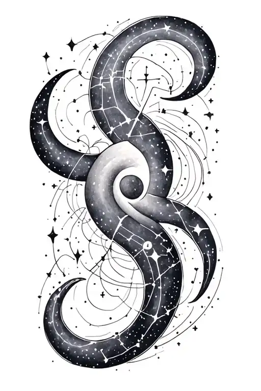 Aquarius and Aries constellation surrounded tattoo design idea