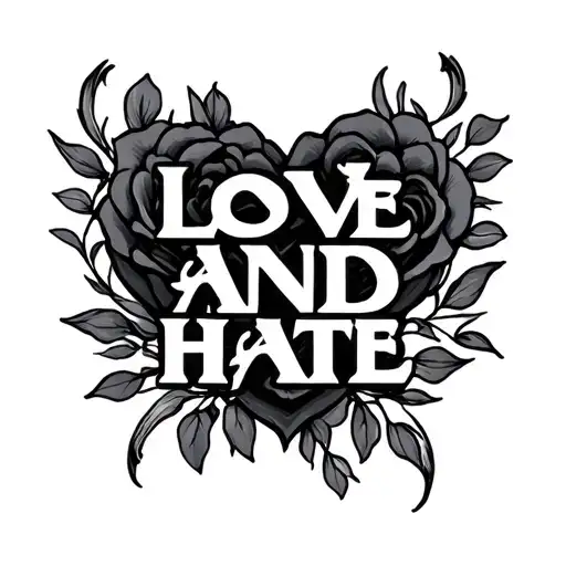 love and hate tattoo design idea