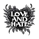 love and hate tattoo design idea