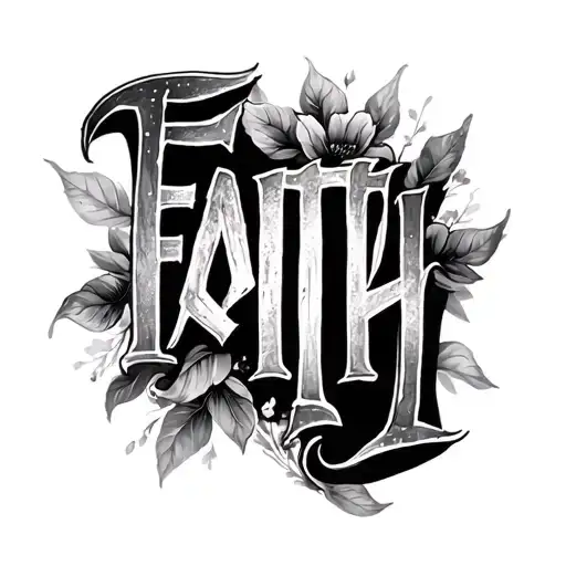 FAITH written verticaly tattoo design idea