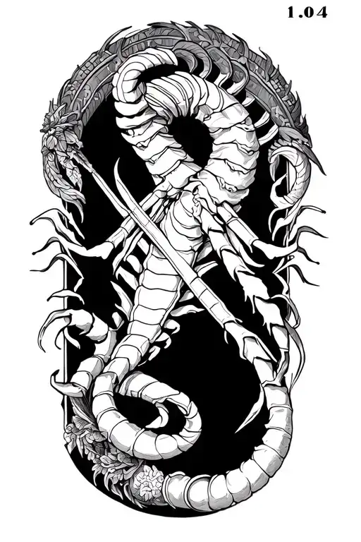 "11.04" Scorpio and capricorn tattoo design combining elements of Greek mythology tattoo design idea