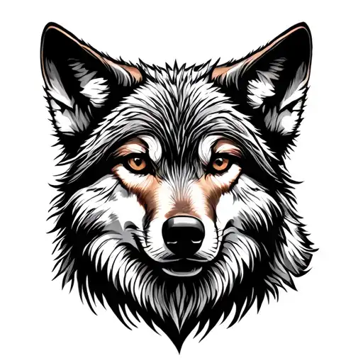 coyote in a field of wolves tattoo design idea