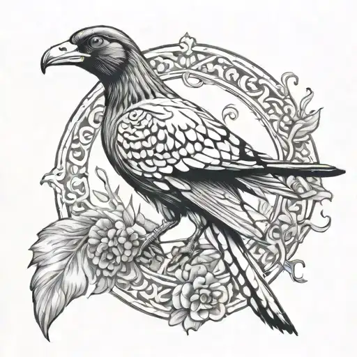 ring neck pheasant and vizsla dog pointing tattoo design idea