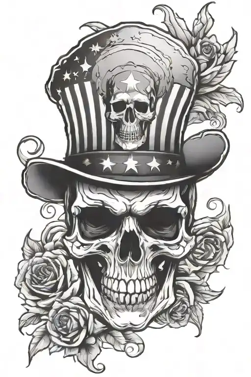 Patriotic skull tattoo design idea