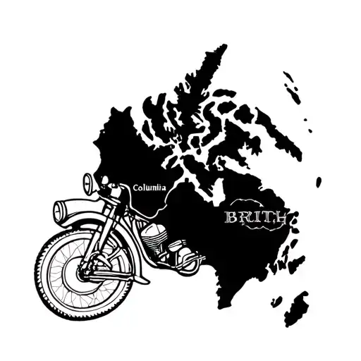A map of British Columbia with a motorcycle winding through it tattoo design idea