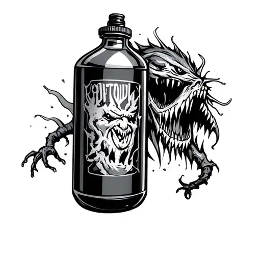 nitrous bottle with monster inside tattoo design idea