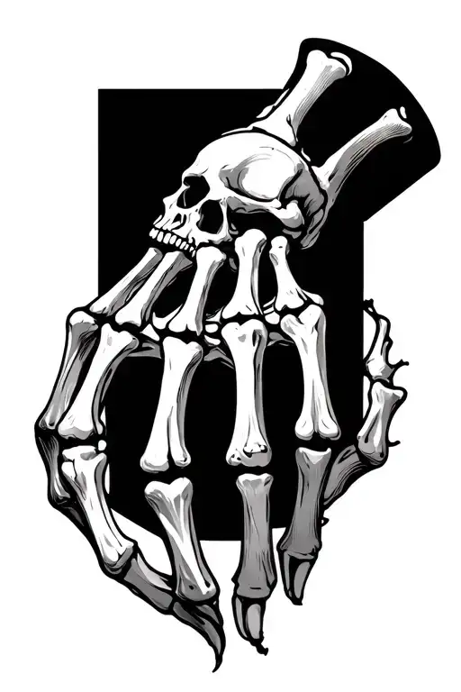 skeleton hand tatto with aon in bone connecting  tattoo design idea