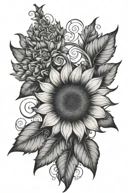 spiral sunflower "spiral out keep going" tattoo design idea