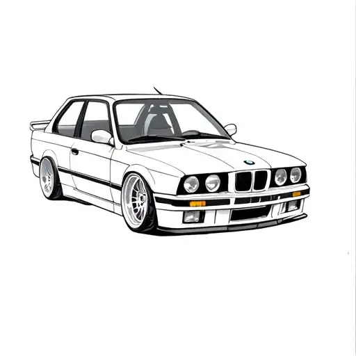 an orange bmw e30 tattoo design idea