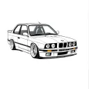 an orange bmw e30 tattoo design idea