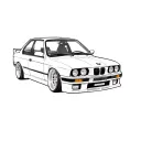 an orange bmw e30 tattoo design idea