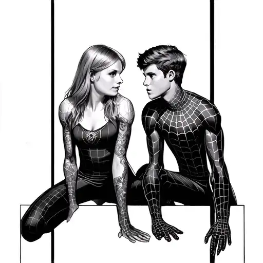 Spiderman Andrew Garfield and Gwen Stacy Emma Stone tattoo design idea