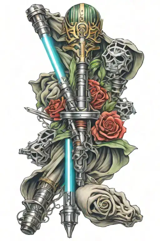 lightsaber intertwined tattoo design idea