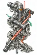 lightsaber intertwined tattoo design idea