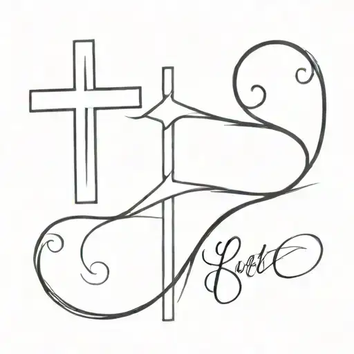 simple right wing tattoo with initials under and a cross before the initials  tattoo design idea