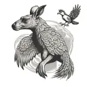 kangaroo vs eagle tattoo design idea