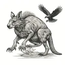 kangaroo vs eagle tattoo design idea