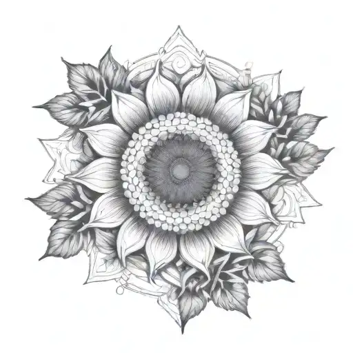 sunflower, mountain honda  mandala style tattoo tattoo design idea