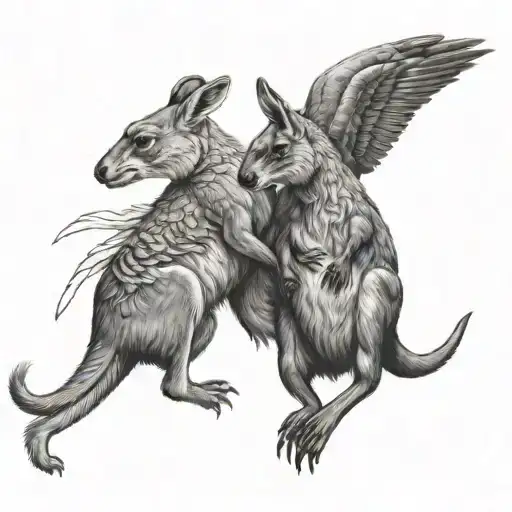 kangaroo and eagle fighting tattoo design idea