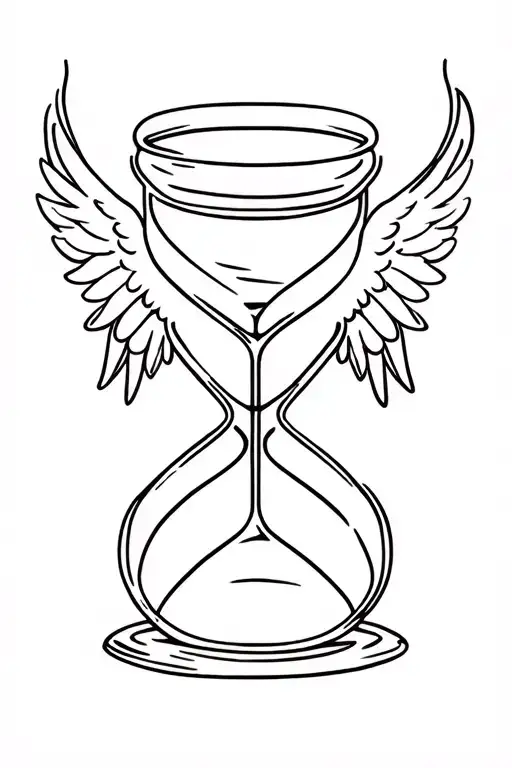 hourglass with a pair of angel wings tattoo design idea