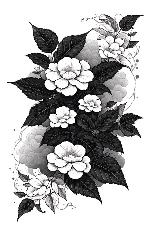 Cloud Japanese Leafs tattoo design idea