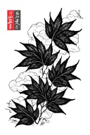 Cloud Japanese Leafs tattoo design idea