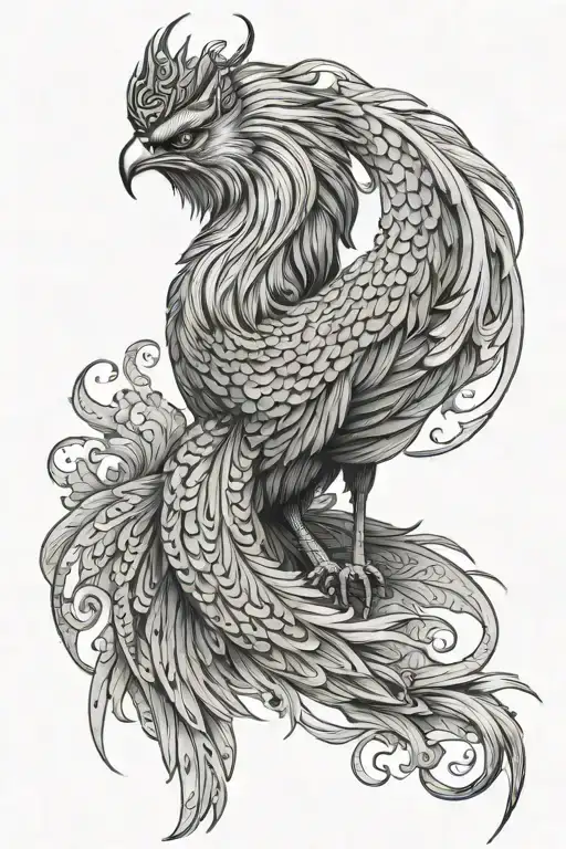 Persian simurgh dog full figure tattoo design idea