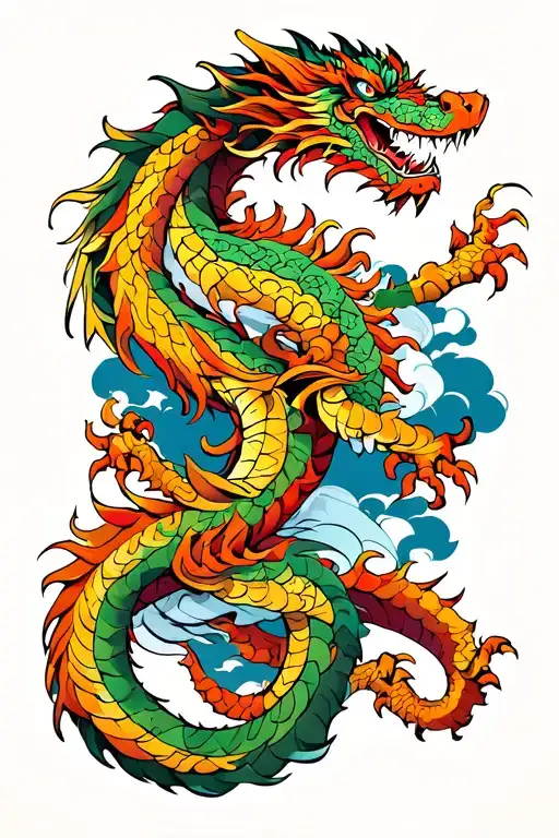 dragon wrapped around arm sleeve tattoo design idea