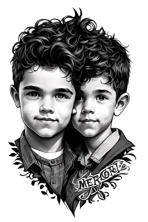 dad two sons tattoo design idea