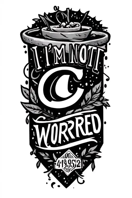 Oliver's birthday 2/15/24. Hudsons Birthday 4/19/21. A monogram of C and J. The quote "I'm not worried" tattoo design idea