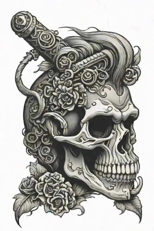 monkey skull tattoo design idea