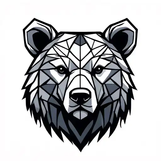 simple geometric bear head tattoo design idea