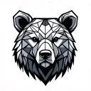 simple geometric bear head tattoo design idea