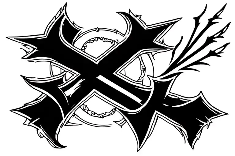 warrior guardian protector from evil, cross of Saint Benedict tattoo design idea