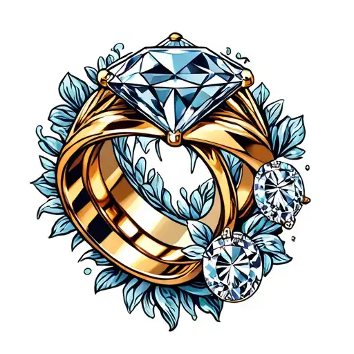 diamond ring over men wedding ring tattoo tattoo design idea